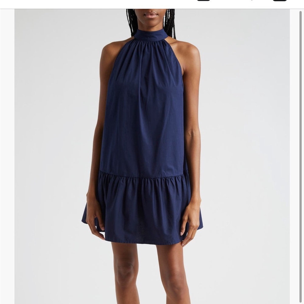 STAUD Marlowe Halter Mini Dress Navy